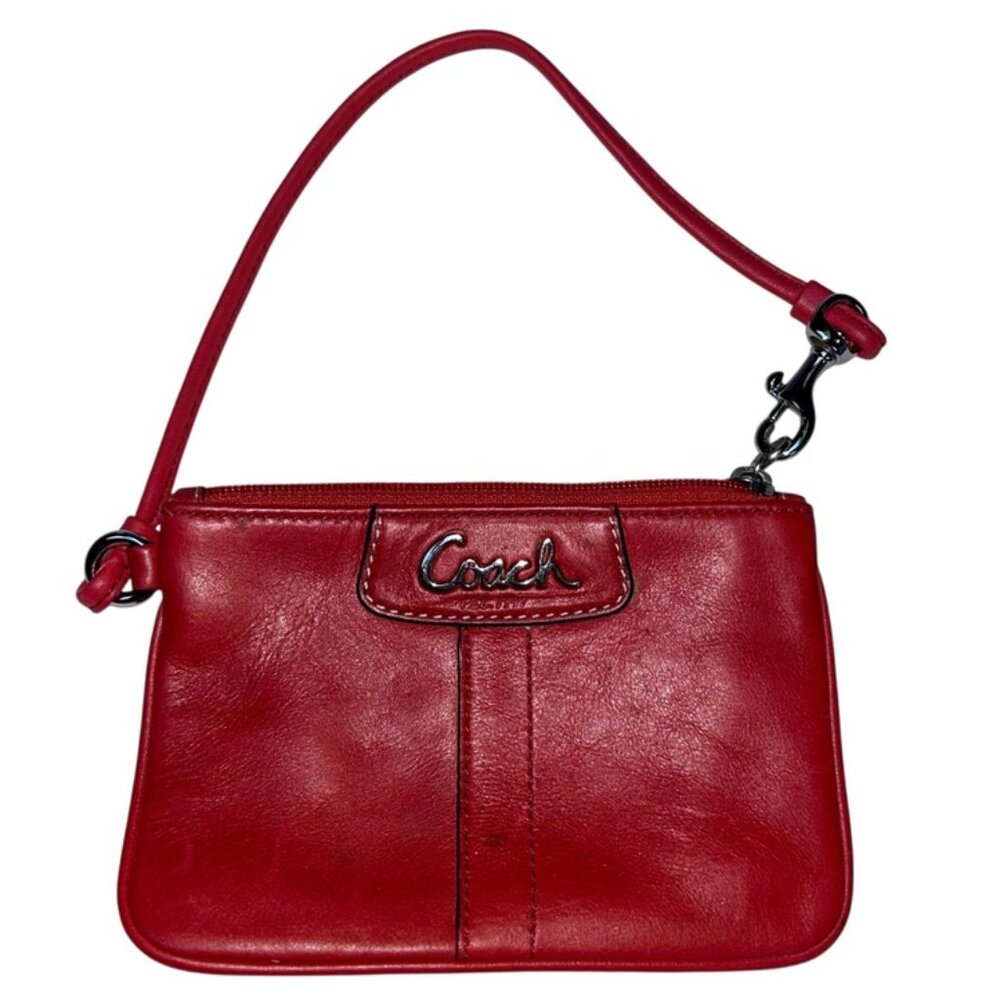 RED Holiday coach leather classic wristlet clutch wallet bag